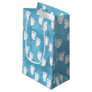 Blue Watercolor Baby Shooting Footprint Muster Kleine Geschenktüte