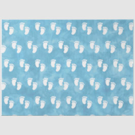 Blue Watercolor Baby Shooting Footprint Muster Seidenpapier