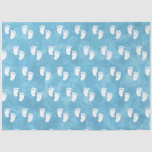 Blue Watercolor Baby Shooting Footprint Muster Seidenpapier