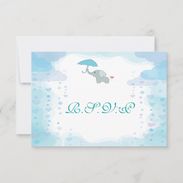 Blue Watercolor Baby Show RSVP Card Karte (Vorderseite)