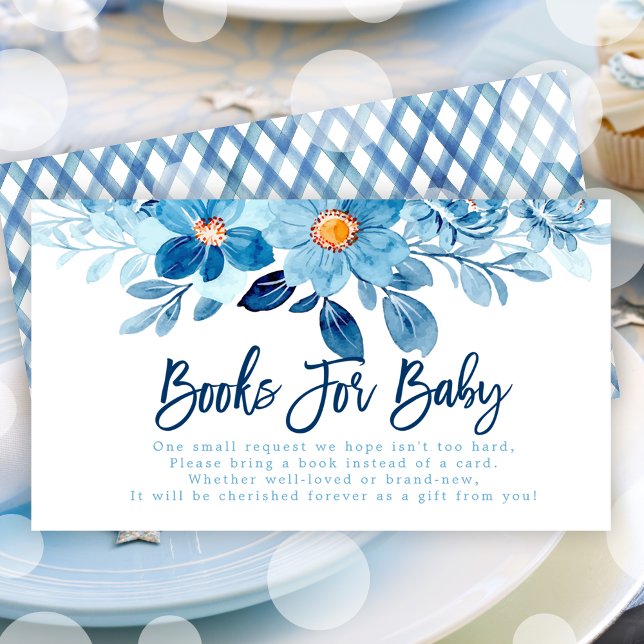 Blue Watercolor Baby Showbuchanfrage Begleitkarte (Blue Watercolor Baby Shower Book Request Enclosure Card)