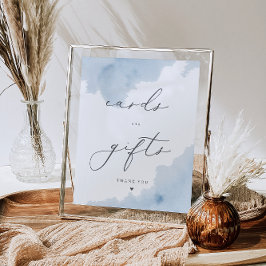 Blue Watercolor Babyduschkarten & Geschenkschild Poster