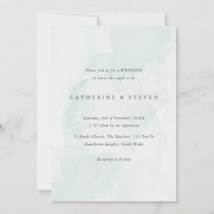 Blue Watercolor Beach Coastal Wedding Einladung