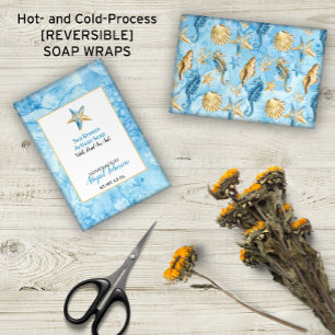 Blue Watercolor Beach Themed Artisan Soap Wraps