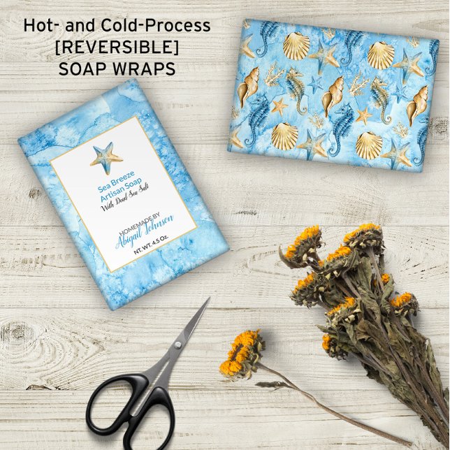 🌊 Blue Watercolor Beach Themed Soap Wraps (🌊 Blue Watercolor Beach-Themed Soap Wraps (No Minimum Order)
)