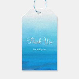 Blue Watercolor Beach Tropical Gastgeschenk Hochze Geschenkanhänger