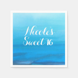 Blue Watercolor Beach Tropical Wedsea Serviette