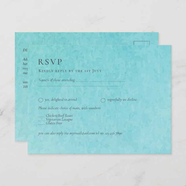 BLUE Watercolor Beach Wedding mit BLIZZARD Postkarte (Vorne/Hinten)