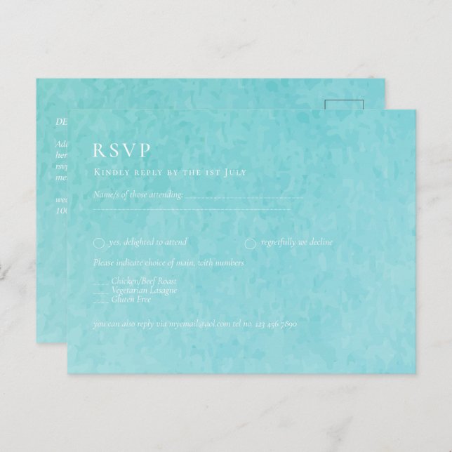 BLUE Watercolor Beach Wedding mit BLIZZARD Postkarte (Vorne/Hinten)