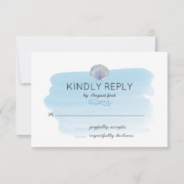 Blue Watercolor Beach Wedding RSVP Card