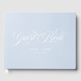 Blue Watercolor Bezaubernde Cloudscape Hochzeit Gästebuch