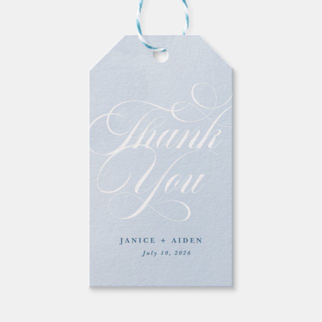 Blue Watercolor Bezaubernde Cloudscape Hochzeit Geschenkanhänger (Vorderseite)