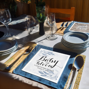 Blue Watercolor Blätter Baby Shower Baby in Bloom Serviette