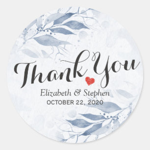 Blue Watercolor Blätter Botanische Hochzeit Vielen Runder Aufkleber