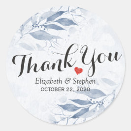 Blue Watercolor Blätter Botanische Hochzeit Vielen Runder Aufkleber