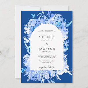 Blue Watercolor Blume Arch Wedding Einladung