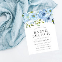 Blue Watercolor Blume Boys Babydusche Brunch