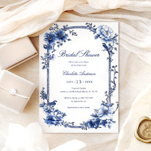 Blue Watercolor Blume Brautparty Einladung