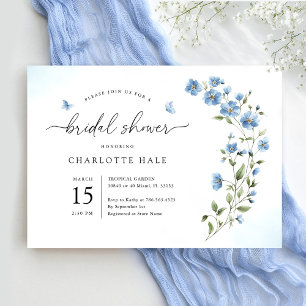 Blue Watercolor Blume Bridal Dusche Einladung