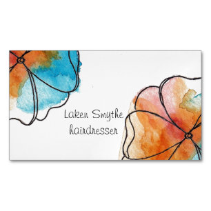 Blue Watercolor Blume Business Card Magnetische Visitenkarte