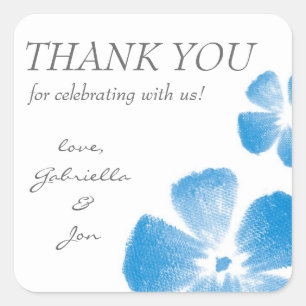 Blue Watercolor Blume Danke Stickers