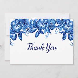 Blue Watercolor-Blume Dankeskarte