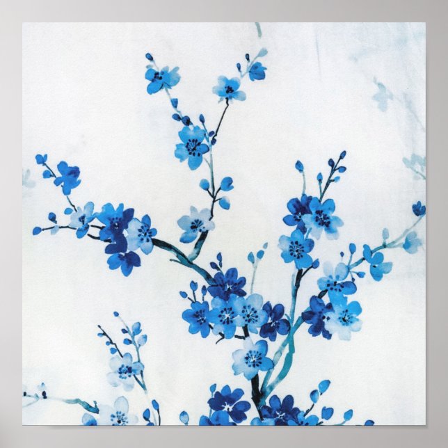 Blue Watercolor Blume Delicus Schöne Poster (Vorne)