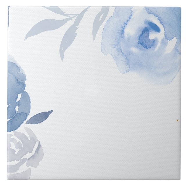 Blue Watercolor-Blume Fliese (Vorderseite)