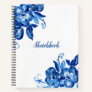 Blue Watercolor-Blume Notizbuch