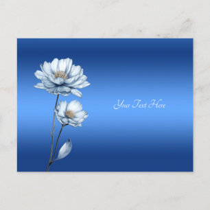 Blue Watercolor Blume Postcard Postkarte