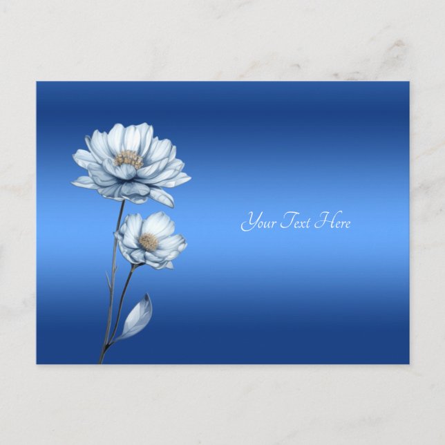 Blue Watercolor Blume Postcard Postkarte (Vorderseite)
