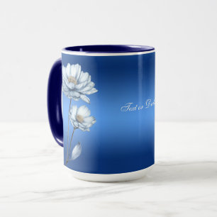 Blue Watercolor Blume Tasse