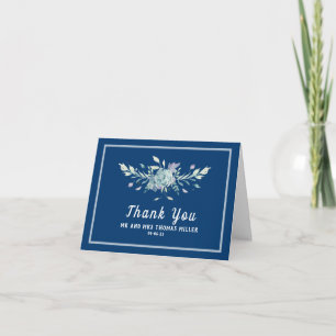 Blue Watercolor Blume Wedding Vielen Dank Dankeskarte