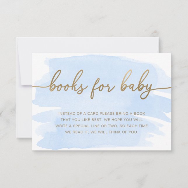 Blue Watercolor Books beantragen Einsteckkarte Einladung (Vorderseite)