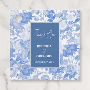 Blue Watercolor Botanical Florals Wedding Geschenkanhänger