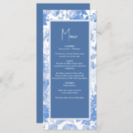 Blue Watercolor Botanical Florals Wedding Menükarte