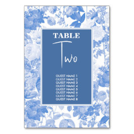 Blue Watercolor Botanical Florals Wedding Table Nu Tischnummer