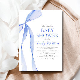 Blue Watercolor Bow Boy Baby Dusche Einladung