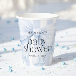 Blue Watercolor Bow Boy Baby Dusche Pappbecher