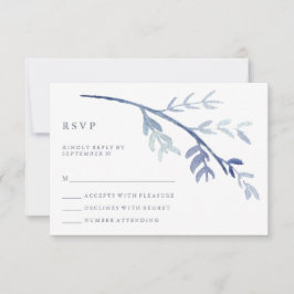 Blue Watercolor Branch Wedding RSVP
