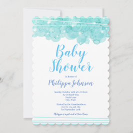 Blue Watercolor Bubbles Baby Dusche Einladung