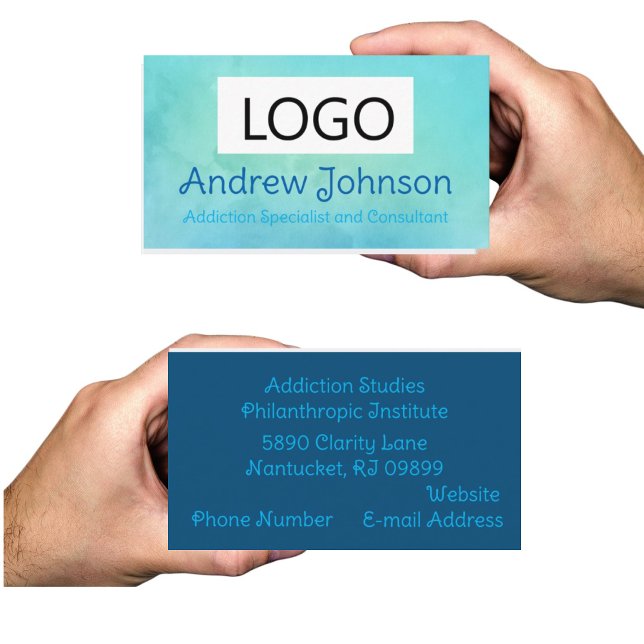 Blue Watercolor Business Cards Visitenkarte (Von Creator hochgeladen)