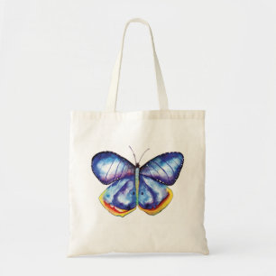 Blue Watercolor Butterfly Art Budget Tasche
