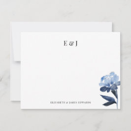 Blue Watercolor Classic Elegante Couple Initials Mitteilungskarte