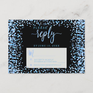 Blue Watercolor Confetti Dots Hochzeitsantwort UAW RSVP Karte