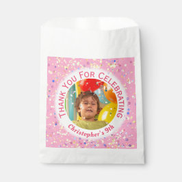 Blue Watercolor Confetti Foto des Geburtstags eine Geschenktütchen