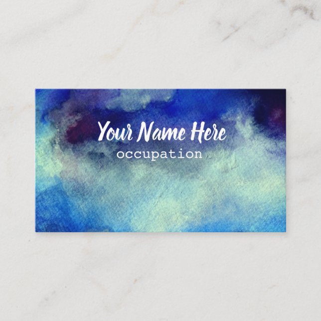 Blue Watercolor Custom Business Card Visitenkarte (Vorderseite)