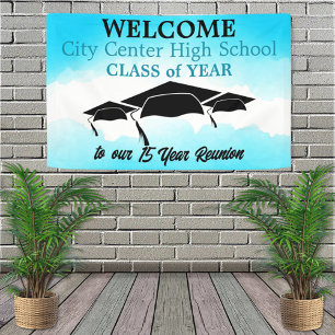 Blue Watercolor Custom Class Wiedersehen - Willkom Banner