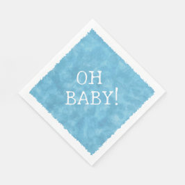 Blue Watercolor Custom Text Baby Dusche Oh Baby Serviette