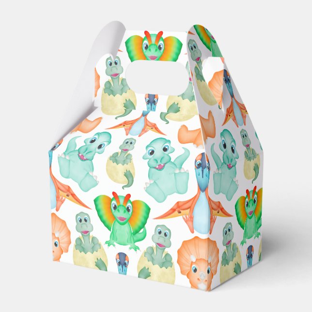 Blue Watercolor Dinosaur Birthday Baby Dusche Geschenkschachtel (Vorderseite)